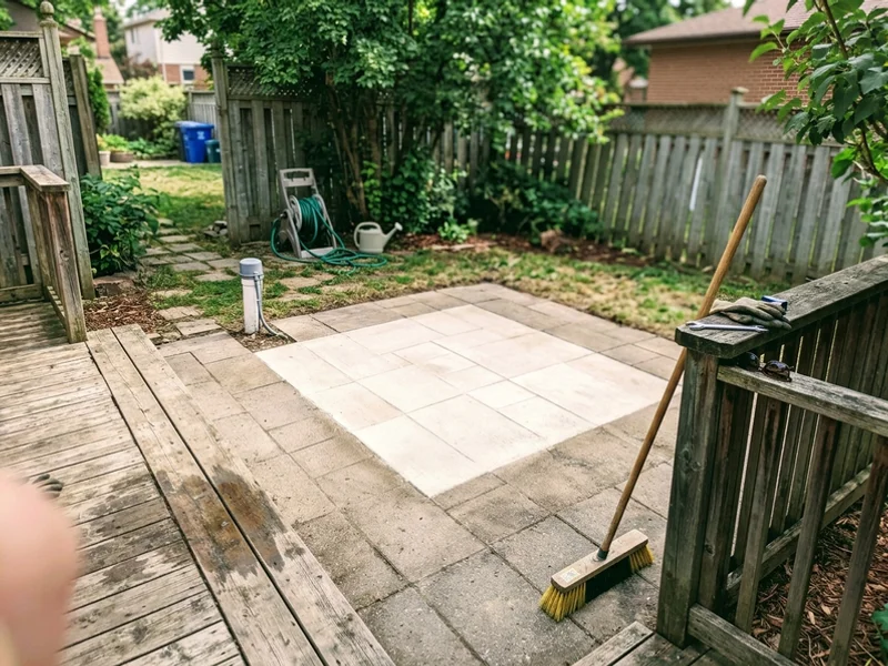Clear patio pad after hot tub removal