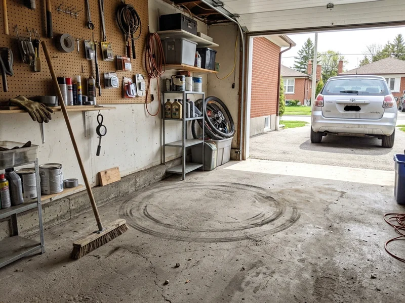 Garage corner cleared after tire removal