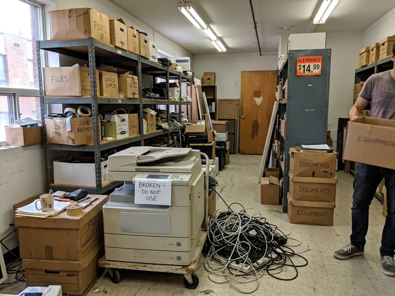 Commercial unit cluttered before clear-out