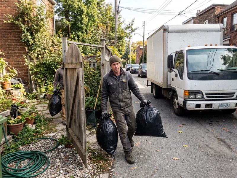 Crew carrying bagged waste from a rear garden