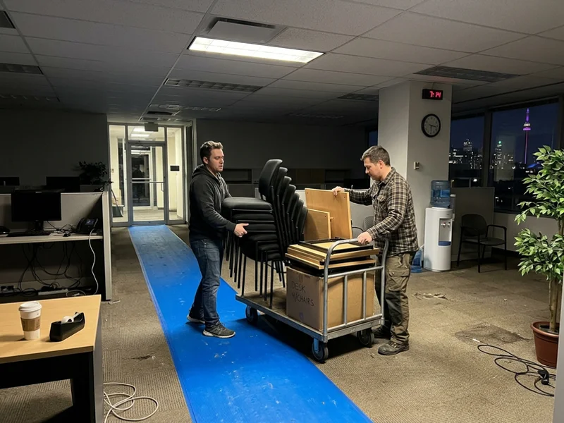 Crew clearing an office after hours