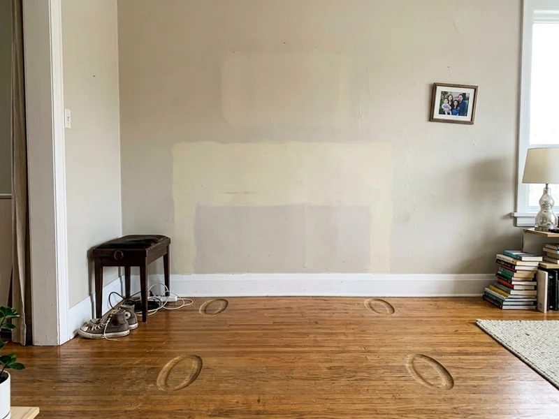 Cleared wall after piano removal