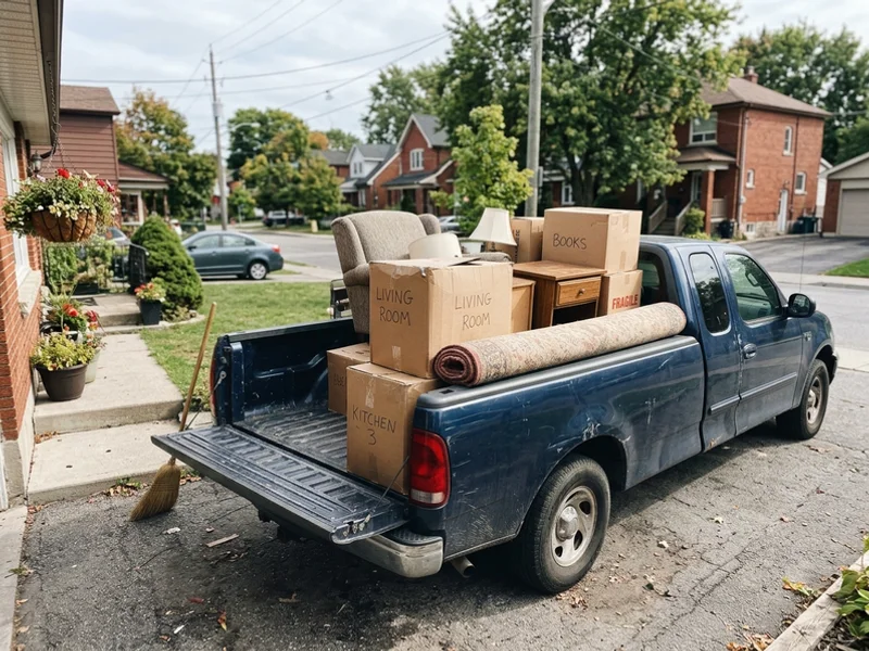 Half truck load of furniture and boxes