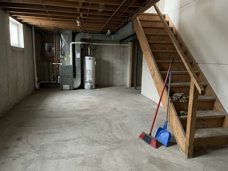 Empty swept basement after junk removal