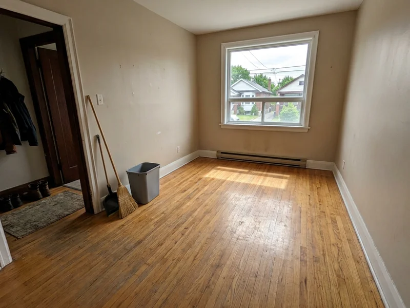 Room cleared and swept after the cleanout