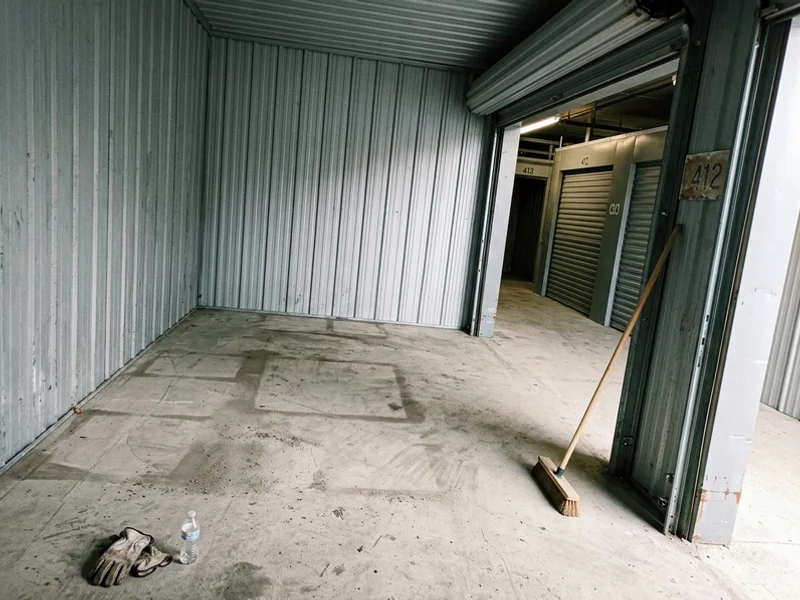 Empty swept storage locker after clear-out