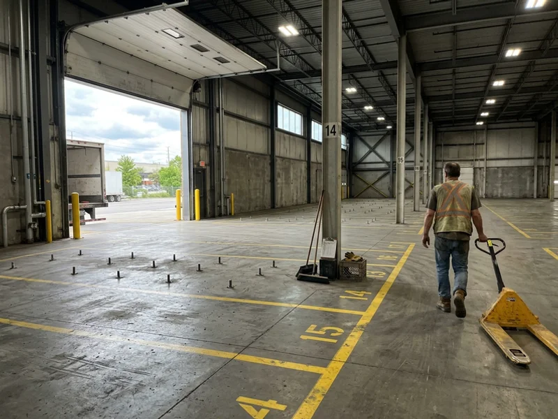 Empty swept warehouse floor after clearance