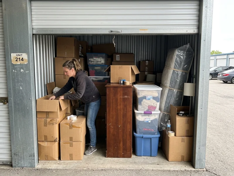Storage locker packed before clear-out