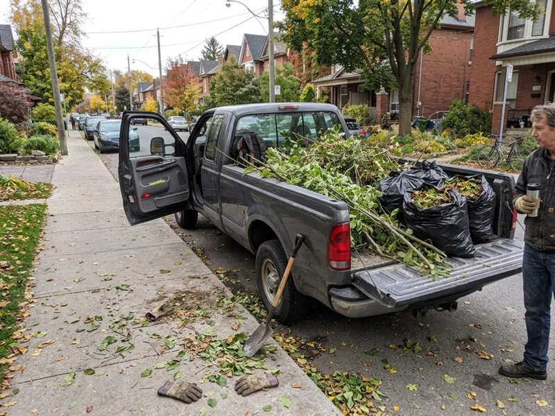 Truck loaded with green waste for composting