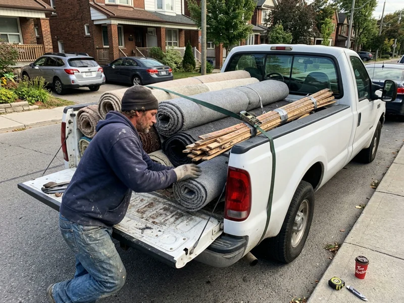 Truck loaded with carpet and underlay
