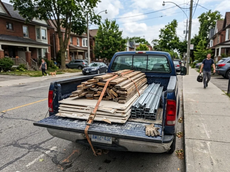 Truck loaded with separated construction materials