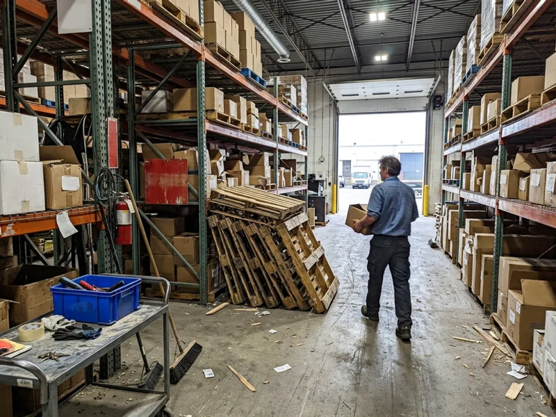 Warehouse filled with racking and obsolete stock